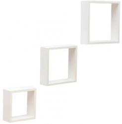 Set 3 rafturi de perete Lisabona alb 32x32x11.4 cm 28x28x11.4 cm 23.5x23.5x11.4 cm 