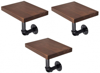Set 3 rafturi in stil industrial Ipswich 25x20x20 cm negru palisandru
