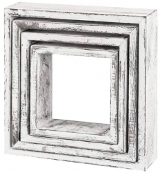 Set 4 rafturi patrate Shabby Sheek Wood 30.4x30.4x9.4 cm alb antichizat 