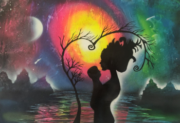 Tablou spray paint Pure Love fluorescent 29.7x42 cm 