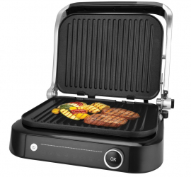 Gratar electric FRAM FEG-2100SSBK 2100W deschidere 180 placi detasabile 7 programe presetate + manual senzori pentru detectare grosime 