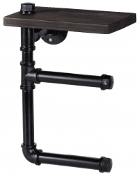 Suport hartie igienica in stil industrial Kington 30 x 40 x 20 cm negru palisandru 