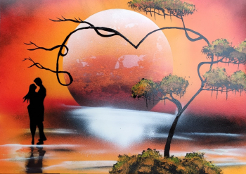 Tablou spray paint Love Cascade multicolor 29 7 and times 42 cm 
