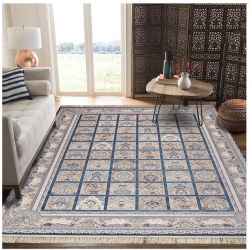 Covor Persan Mecanic EuCarpet Bagh fin Dimensiuni 80x120 cm Din Acrylic Design Classic Blue si crem 