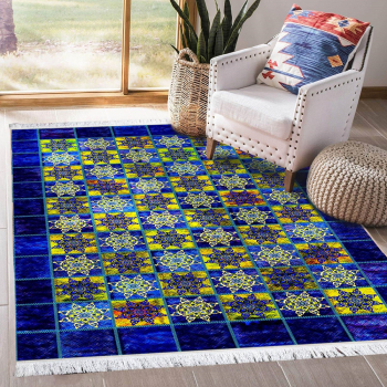 Covor Persan Mecanic EuCarpet 100527 Dimensiuni 150x225 Design Modern Albastru 