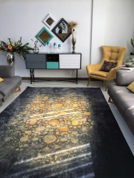Covor Persan Mecanic EuCarpet 100603 Dimensiuni 200x80 cm Design Vintage Auriu 