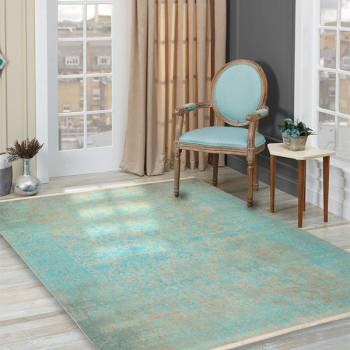 Covor Persan Mecanic EuCarpet 100636 Dimensiuni 150x225 cm Design Vintage Turcoaz 
