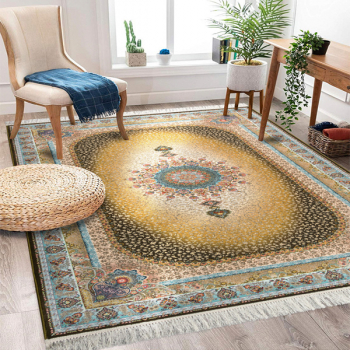 Covor Persan Mecanic EuCarpet 100902 Dimensiuni 120x80 cm Design VIP Auriu