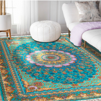Covor Persan Mecanic EuCarpet 100904 Dimensiuni 120x80 cm Design VIP Turcoaz 