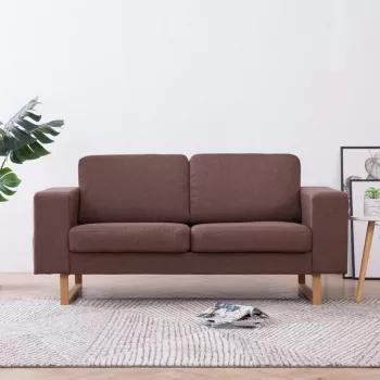 Canapea cu 2 locuri maro material textil 