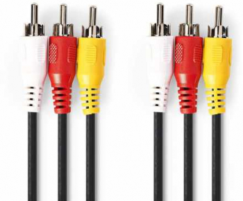 Cablu audio-video 3x RCA tata - 3x RCA tata 5m negru Nedis 