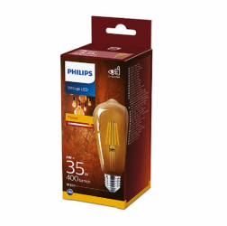 Bec LED Philips 4W 35W ST64 E27 825 GOLD NDSRT4 alb cald temperatura culoare 2500K 400 lumeni 220-240V durata de viata 15.000 ore clasa 