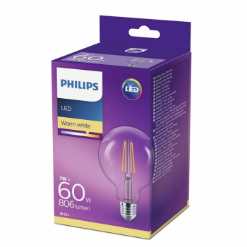 Bec LED vintage Philips Glob E27 7W 60W 806 lm A++ lumina alba calda 