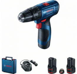 Bosch GSB 120-LI Masina de gaurit cu percutie cu acumulator + 2 x Acumulatori GBA 12V 2.0Ah + Incarcator GAL 1210 CV Professional + Valiza 