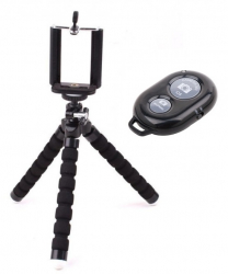 Mini trepied flexibil - Negru + telecomanda 