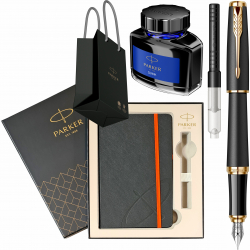 Set Parker Stilou Urban Royal Muted Black GT Personalizat prin Gravura Laser convertor functional calimara cerneala cutie cu agenda si punga 