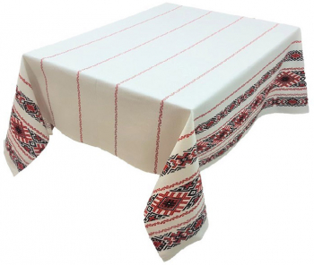 Fata de masa pentru 6 persoane Traditional rosu si negru bumbac 100 180x150cm multicolor 