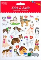 Abtibilduri DACO Lipeste si Zambeste Model Caini 16 Buc/Set Multicolor Autocolante cu Caini Stickere Decorative Abtibild 