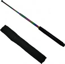 Baston telescopic din otel rainbow 66 cm 3 sectiuni husa cadou 