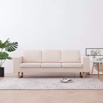 Canapea cu 3 locuri crem material textil 