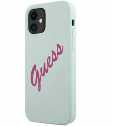 Husa de protectie Guess Vintage Fuchsia Script pentru Apple iPhone 12 mini Turquoise 