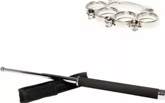Set baston telescopic 65 cm argintiu + box craniu argintiu 
