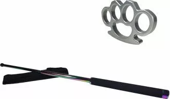 Set baston telescopic 66 cm + box argintiu 0.5 cm grosime 