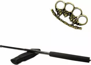 Set baston telescopic negru 50 cm + pumnal/box crani 