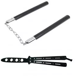 Set Nunceag 31 cm si briceag fluture 22 cm negru 