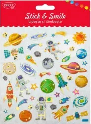 Abtibilduri DACO Lipeste si Zambeste Model Cosmos 40 Buc/Set Multicolor Abtibild cu Planete Autocolante Stickere Decorative 