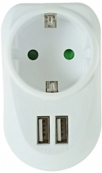 Adaptor priza Schuko cu 2xUSB 21906 5V 3.4A 3680W 250V 16A alb