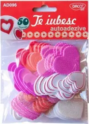 Inimi Spuma Autoadeziva DACO 50 Buc/Set Model Te Iubesc Multicolor 