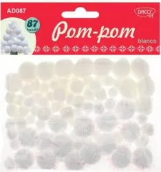 Pom Pom DACO 87 Buc/Set Material Textil Culoare Alba Accesorii Craft 