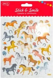 Abtibilduri DACO Lipeste si Zambeste Model Cai 18 Buc/Set Multicolor Autocolante cu Cai Stickere Decorative AbtibildCopii 