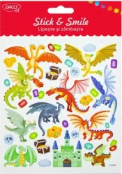 Abtibilduri DACO Lipeste si Zambeste Model Dragoni 35 Buc/Set Multicolor Autocolante Stickere Decorative Abtibild 