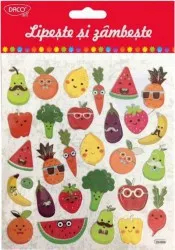 Abtibilduri DACO Lipeste si Zambeste Model Fructe si Legume 30 Buc/Set Multicolor 