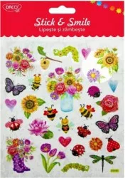 Abtibilduri DACO Lipeste si Zambeste Model Gradina cu Flori 30 Buc/Set Multicolor Autocolante Stickere Copii 