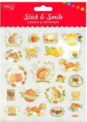 Abtibilduri DACO Lipeste si Zambeste Model Veverite si Dovlecei 21 Buc/Set Multicolor Autocolante Stickere Decorative Abtibild Copii 