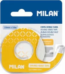 Banda Adeziva Dubla MILAN cu Suport 15mm x 10m Transparenta Scotch pentru Birou cu Dispozitiv 