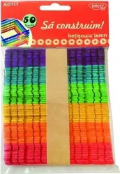 Betisoare din Lemn DACO Model Sa Construim 114x10x2 mm 50 Buc/Set Multicolor Betisoare Taiate din Lemn Betisoare pentru Construit 