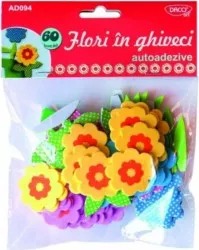 Flori Spuma Autoadeziva DACO 60 Buc/Set Model Flori in Ghiveci Multicolor 