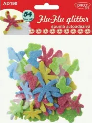 Forme Spuma Autoadeziva DACO Model Flu-Flu Glitter Dimensiuni Variabile 54 Buc/Set Multicolor Accesorii Creatie Accesorii Craft