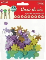 Forme Spuma Autoadeziva Glitter DACO Model Vara de Vis Dimensiuni Variabile 75 Buc/Set Multicolor Accesorii Creatie Accesorii Craft 