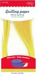 Hartie Quilling DACO 42.5x0.5 cm 100 Fasii/Set Galbena Capat Autoadeziv