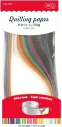Hartie Quilling DACO Metalizata 42.5x0.5 cm 100 Fasii/Set Multicolor Capat Autoadeziv 