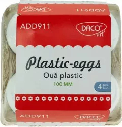 Oua din Plastic DACO Dimensiune 10 cm 4 Buc/Set Alb Accesorii Creatie Accesorii Craft Oua de Pictat Oua de Paste din Plastic 