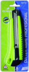 Set 12 Cuttere Profesionale Mari ECADA 17 cm Lama 18 mm Verde cu Negru Plastic/Metal cu Sistem de Blocare 