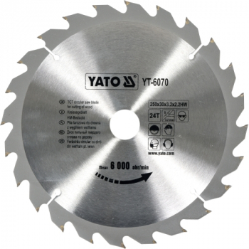 DISC CU VIDIA PENTRU LEMN YATO 250X30 MM 24T 