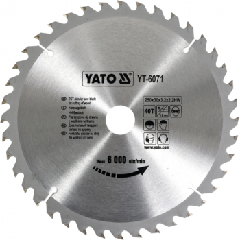DISC CU VIDIA PENTRU LEMN YATO 250X30 MM 40T 