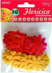 Floricica Autoadeziva DACO 30 mm 50 Buc/Set Culori Galben /Rosu Floricele Autoadezive Floricele din Pasla Flori din Pasla Autoadezive 